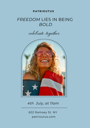 Phrase about Freedom on USA Independence Day Poster tervezősablon