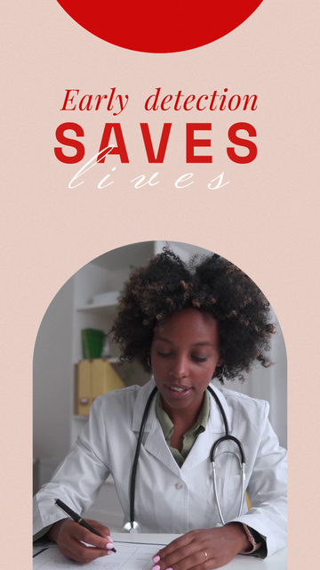Platilla de diseño Breast Cancer Awareness Motivation with Smiling Doctor Instagram Video Story