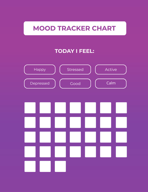 Mood Tracker Chart in Violet Notepad 8.5x11in tervezősablon