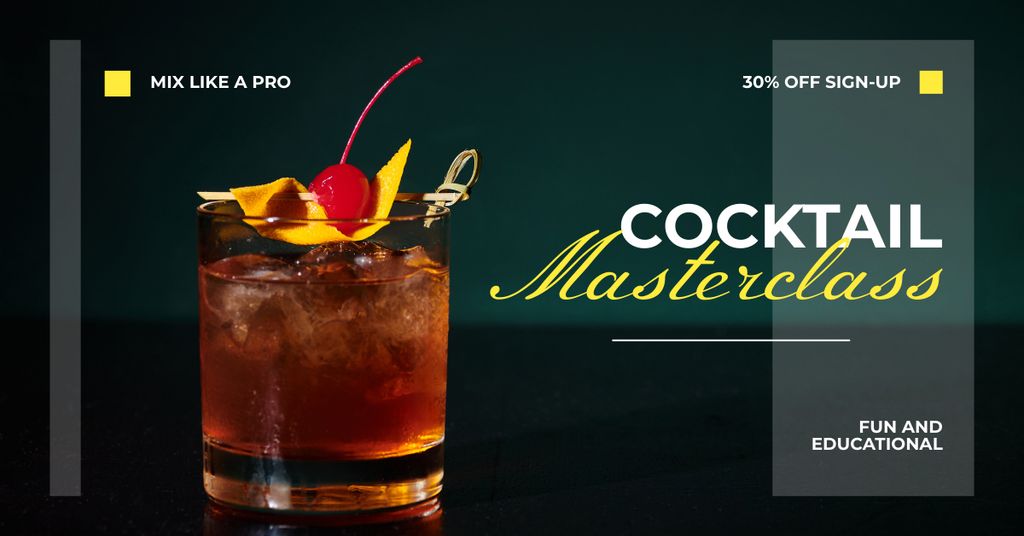 Designvorlage Discount on Master Class of Cocktails from Professionals für Facebook AD