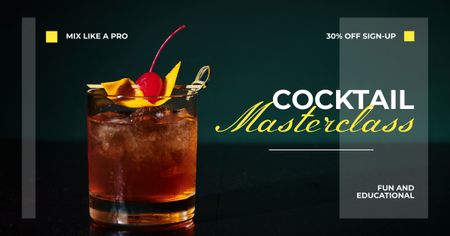 Ontwerpsjabloon van Facebook AD van Korting op Masterclass Cocktails van Professionals