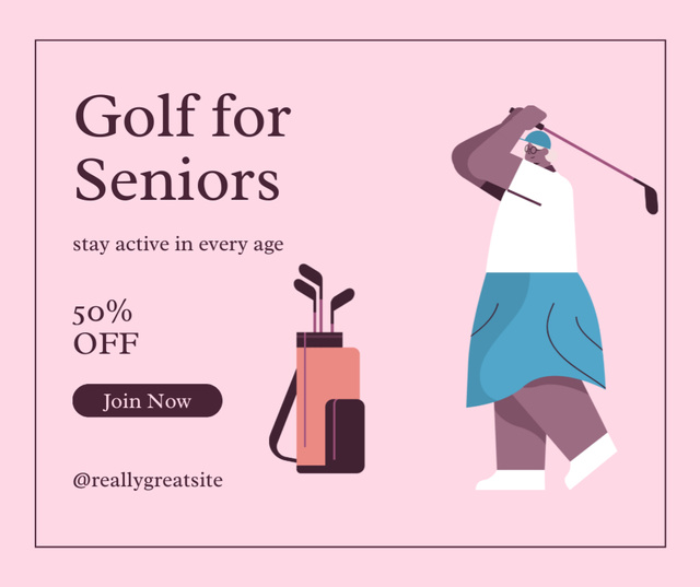 Golf For Elderly With Discount And Equipment Facebook Design Template