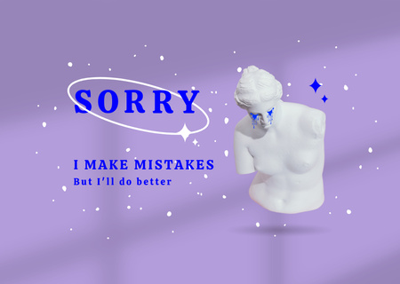 Plantilla de diseño de Cute Apology with Crying Antique Statue Card 
