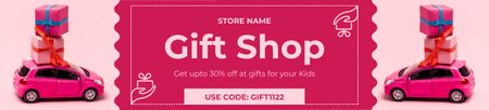 Gift Shop Ad with Bright Pink Presents on Car Ebay Store Billboard Design Template