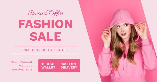 Plantilla de diseño de Exclusive Sale Of Pink Outfits Collection Offer Facebook AD 