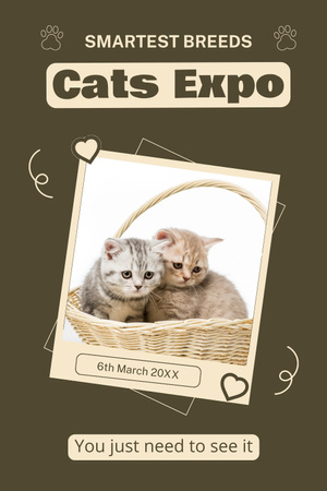 Cats Expo Announcement on Green Pinterest Design Template