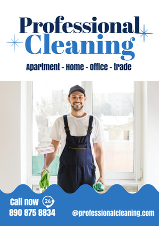 Professional Cleaning service Poster Poster Πρότυπο σχεδίασης