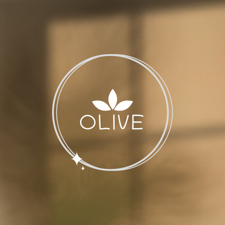 Organic Shop Offer with Olive Leaves Illustration Logo Design Template
