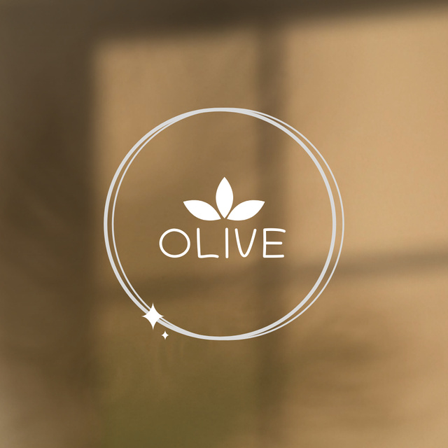 Organic Shop Offer with Olive Leaves Illustration Logo Tasarım Şablonu