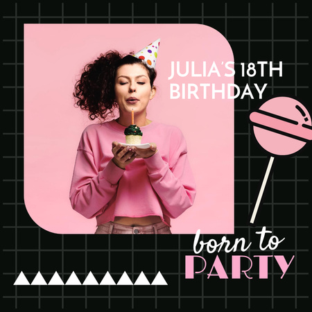 Young Woman Birthday Party Invitation Instagram Design Template