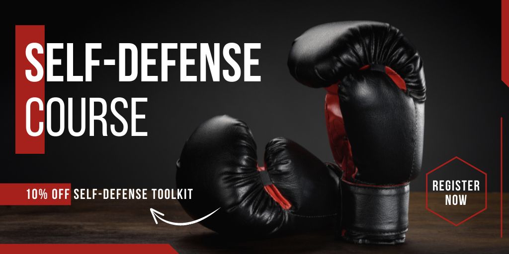 Registration And Discount for Self-Defense Course Twitter Πρότυπο σχεδίασης