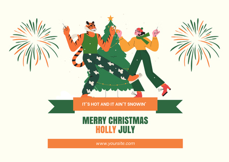 Amazing Christmas Advert in July with Yong Girl and Tiger Flyer A6 Horizontal Design Template