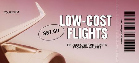 Charter Flights Ad on Pink Coupon 3.75x8.25in Design Template