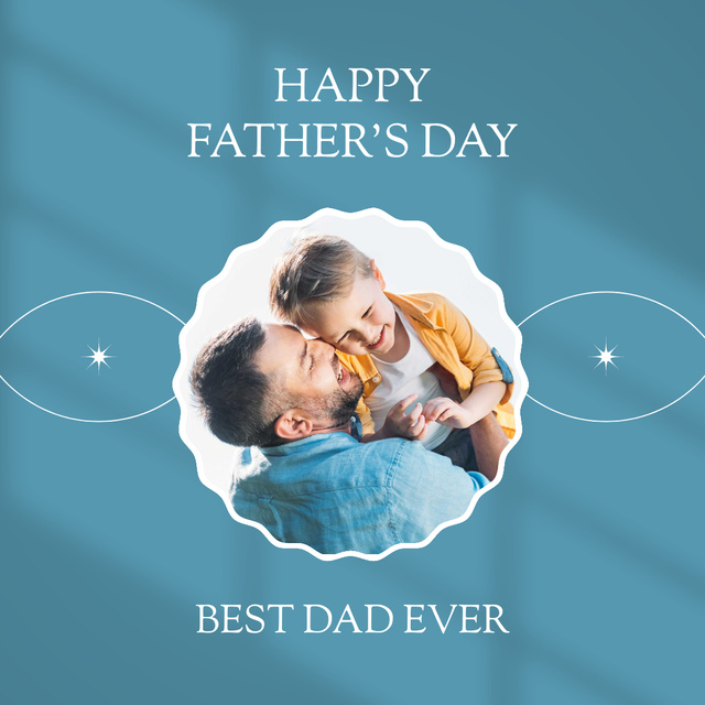 Father's Day Card with Happy Dad and Son Instagram Modelo de Design