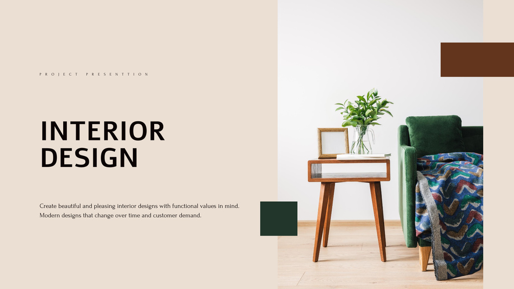 Interior Design Concepts Beige and Brown Presentation Wideデザインテンプレート