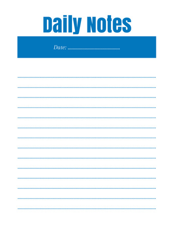 Simple Daily Planner with Blue Text Notepad 107x139mm Design Template