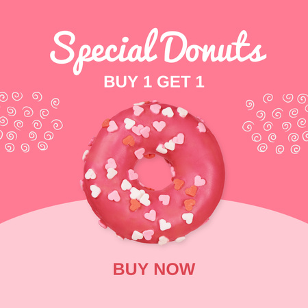 Designvorlage Bakery Ad with Glazed Donut on Pink für Instagram