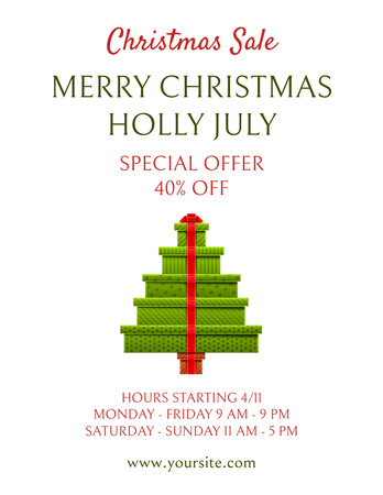 Platilla de diseño July Christmas Sale Special Offer with Boxes and Ribbon Flyer 8.5x11in