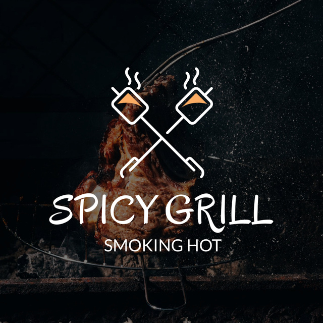 Grilled Meat Ad Logo Design Template