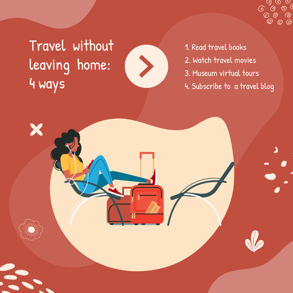 Designvorlage 4 Ways to Travel Without Leaving Home  für Instagram
