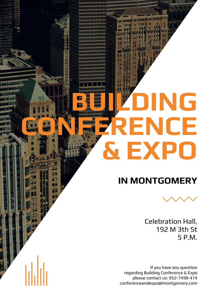 Building Conference Announcement with Modern Skyscrapers Poster 28x40in Modelo de Design