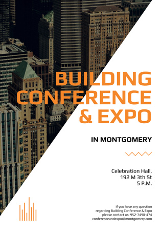 Building Conference Announcement with Modern Skyscrapers Poster 28x40in Design Template