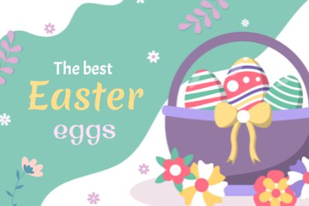 Easter Eggs in Basket Label Šablona návrhu