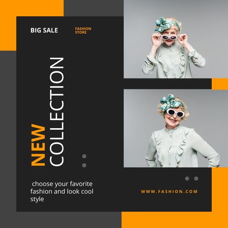 New Fashion Collection For Seniors Sale Offer Animated Post Design Template