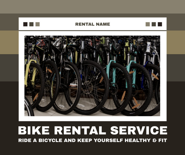 Wide Assortment of Sport and Urban Bikes for Rent Facebook Design Template