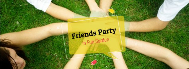 Friends Party Announcement with People holding hands Facebook cover Tasarım Şablonu