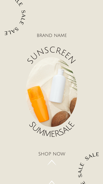Designvorlage Summer Sale of Sunscreen Creams für Instagram Video Story