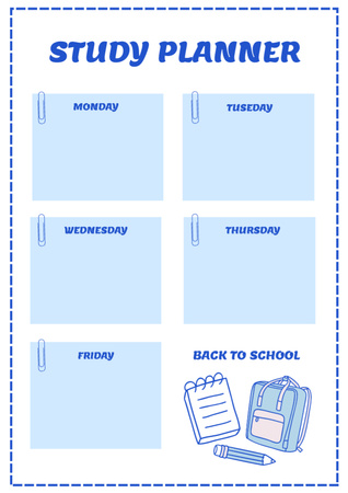 Mavi Kareli Çalışma Planı Schedule Planner Tasarım Şablonu