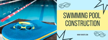 Designvorlage Offer of Services for Construction of Swimming Pools für Facebook cover