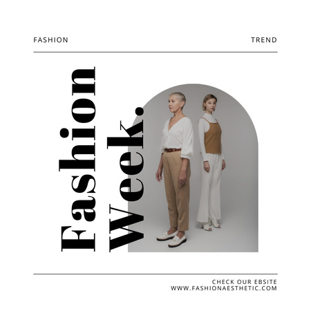 Fashion Week Anouncement with Stylish Women  Instagram Design Template
