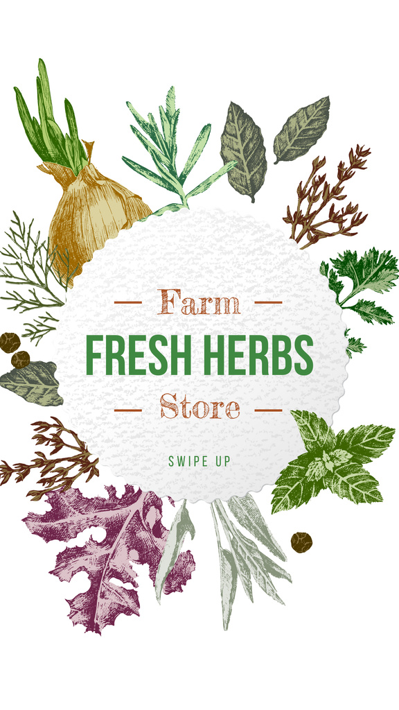 Designvorlage Farm Natural Herbs Frame für Instagram Story