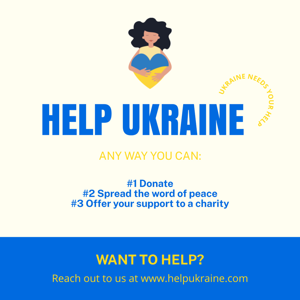 Call to Help and Donate to Ukraine Instagram Modelo de Design