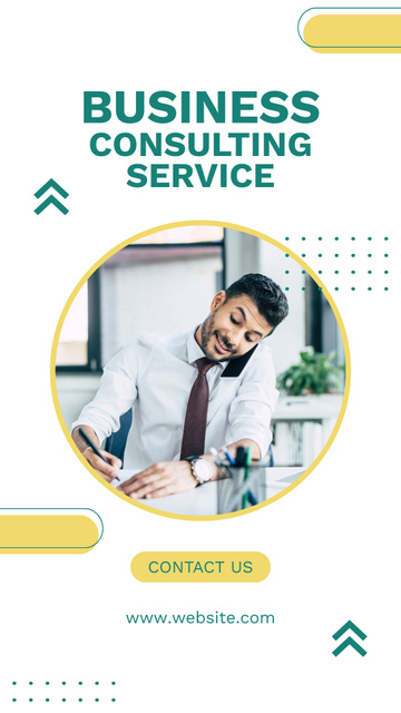 Business Consulting Services with Businessman in Office Instagram Story Design Template
