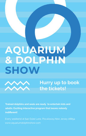 Plantilla de diseño de aquarium dolphin show invitación en azul Invitation 4.6x7.2in 