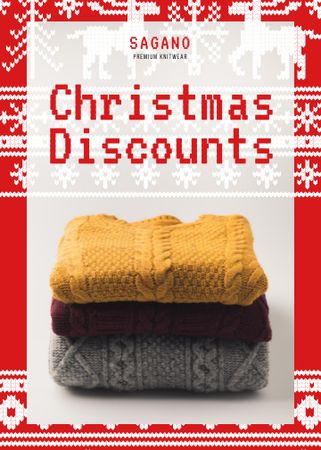 Designvorlage Christmas Sale Stack of Sweaters für Flayer