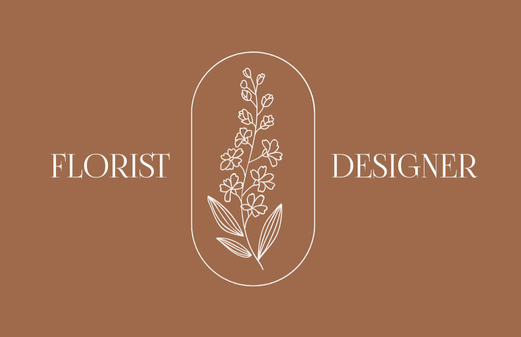 Designvorlage Floral Design Services Offer on Brown für Business Card 85x55mm