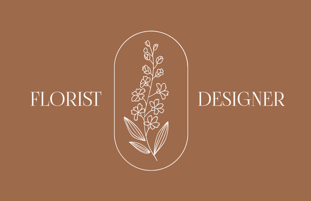 Plantilla de diseño de Floral Design Services Offer on Brown Business Card 85x55mm 