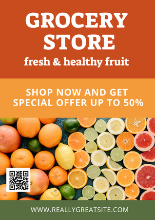 Colorful Citrus Fruits Sale Offer Poster Design Template