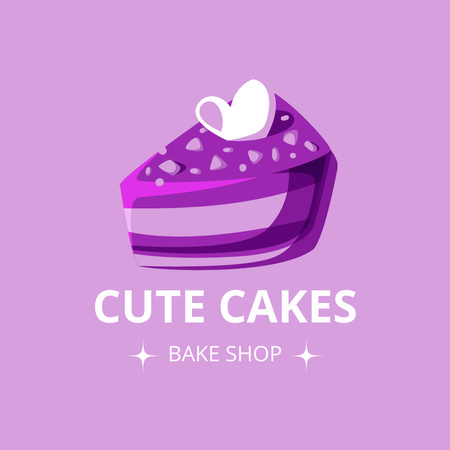 Purple Bakery Ad with 3d Cake Logo 1080x1080px Tasarım Şablonu