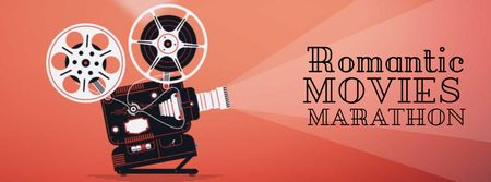 Modèle de visuel Film projector with Valentine's Day Movie - Facebook Video cover
