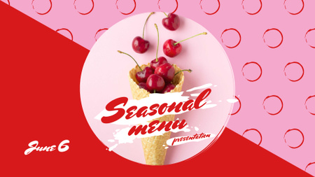 Red Cherries in waffle cone FB event cover Design Template