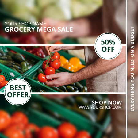 Designvorlage Verkaufsangebot für Gemüse und Obst mit Tomaten für Instagram