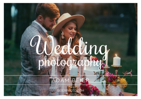 Wedding Photographer Services Offer With Decorations Postcard A5 – шаблон для дизайну