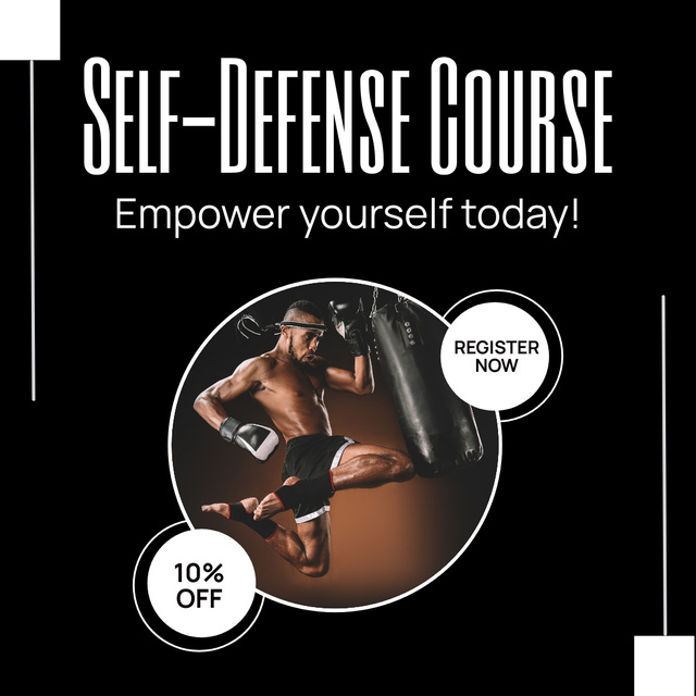 Designvorlage Self Defence Course Offer in Martial Arts School für Instagram