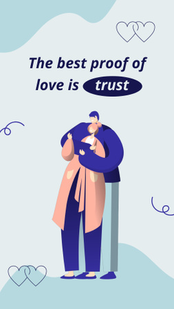 Designvorlage Zitat über die Liebe mit einem sich umarmenden Paar für Instagram Video Story