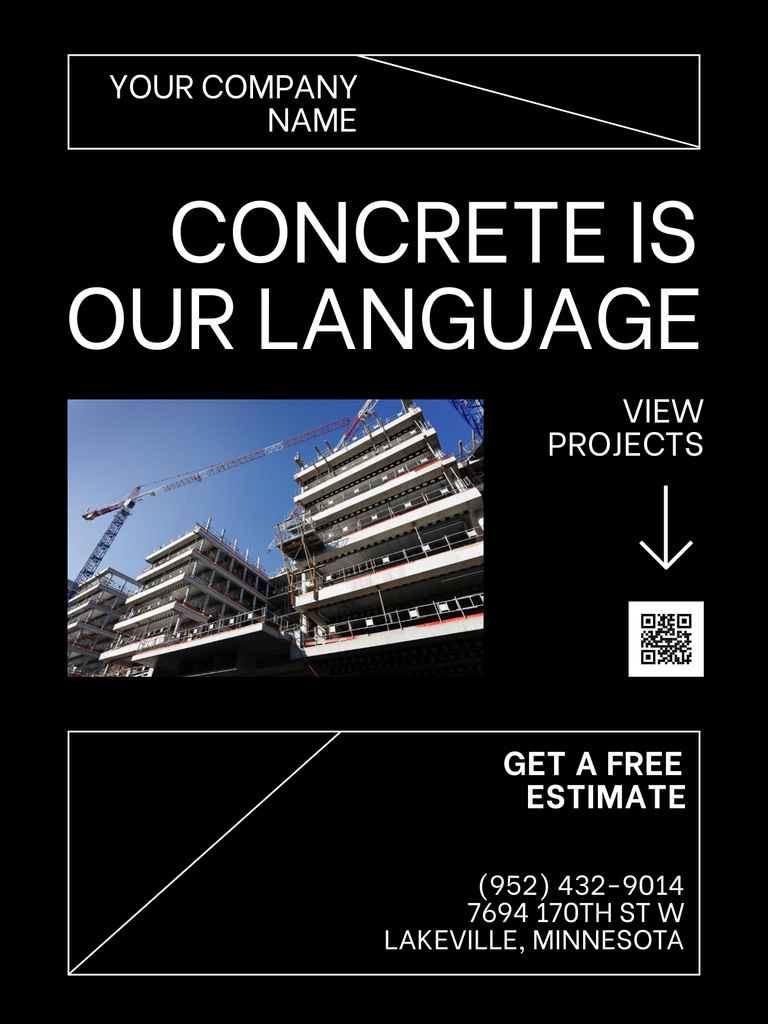 Construction Site with Cranes and Buildings Poster US Modelo de Design